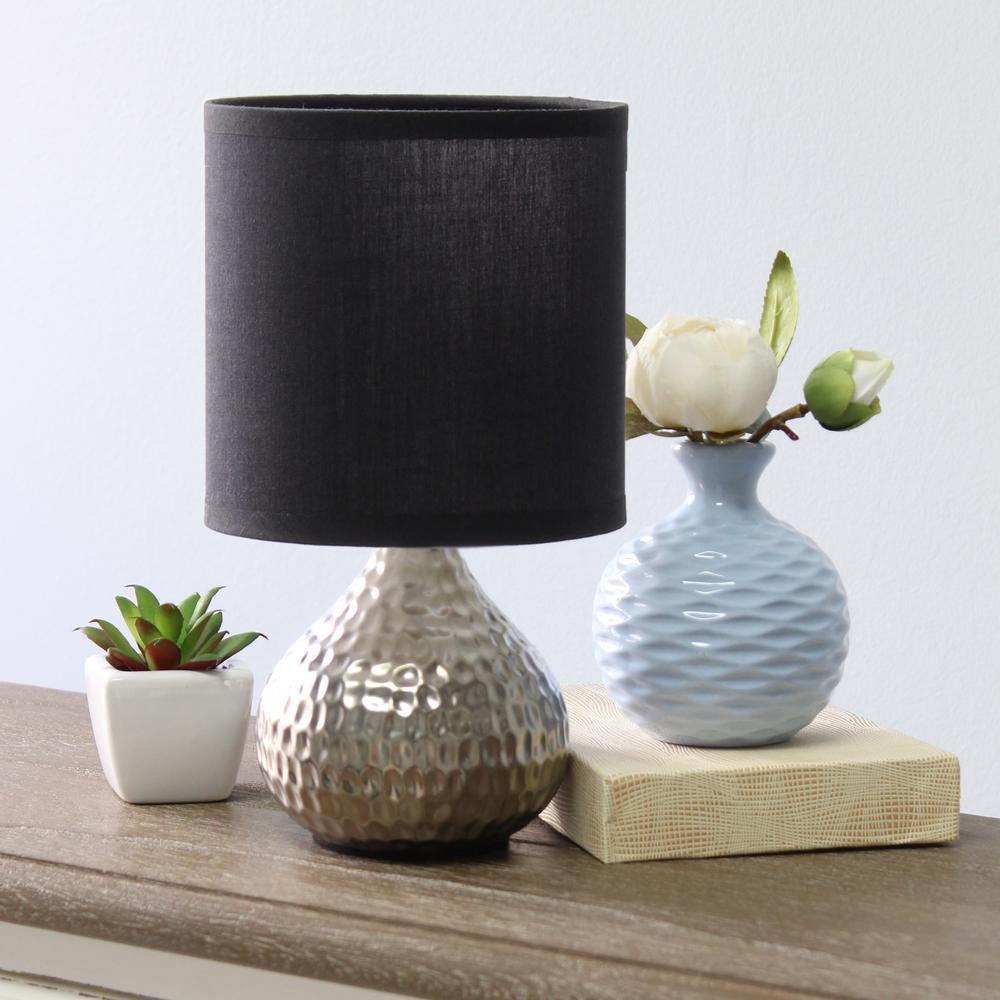 Hammered Silver Drip Mini Table Lamp, Black. Picture 4