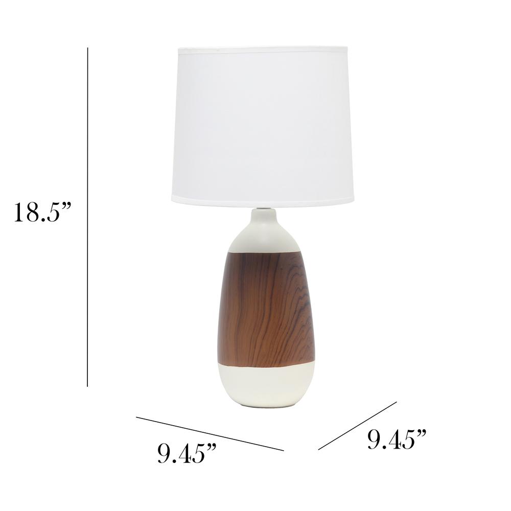 Ceramic Oblong Table Lamp, Dark Wood and White. Picture 3