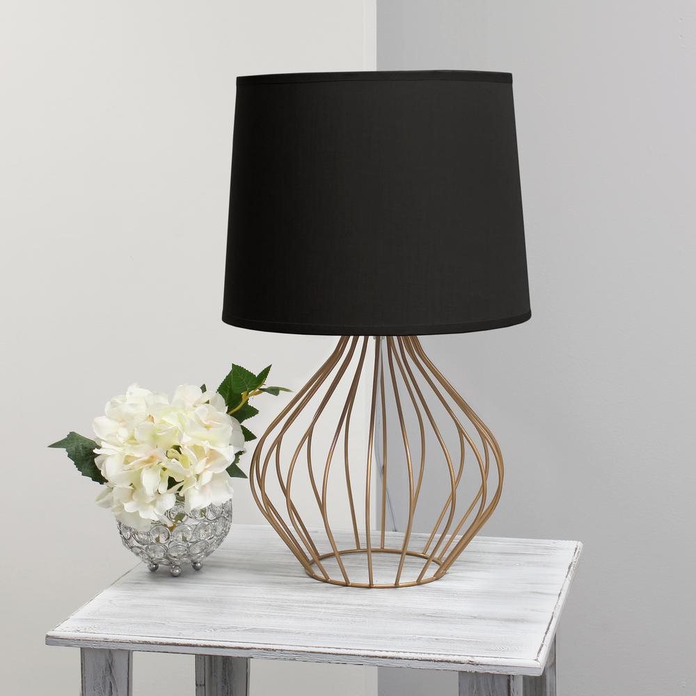 Simple Designs Geometrically Wired Table Lamp, Black on Copper. Picture 4