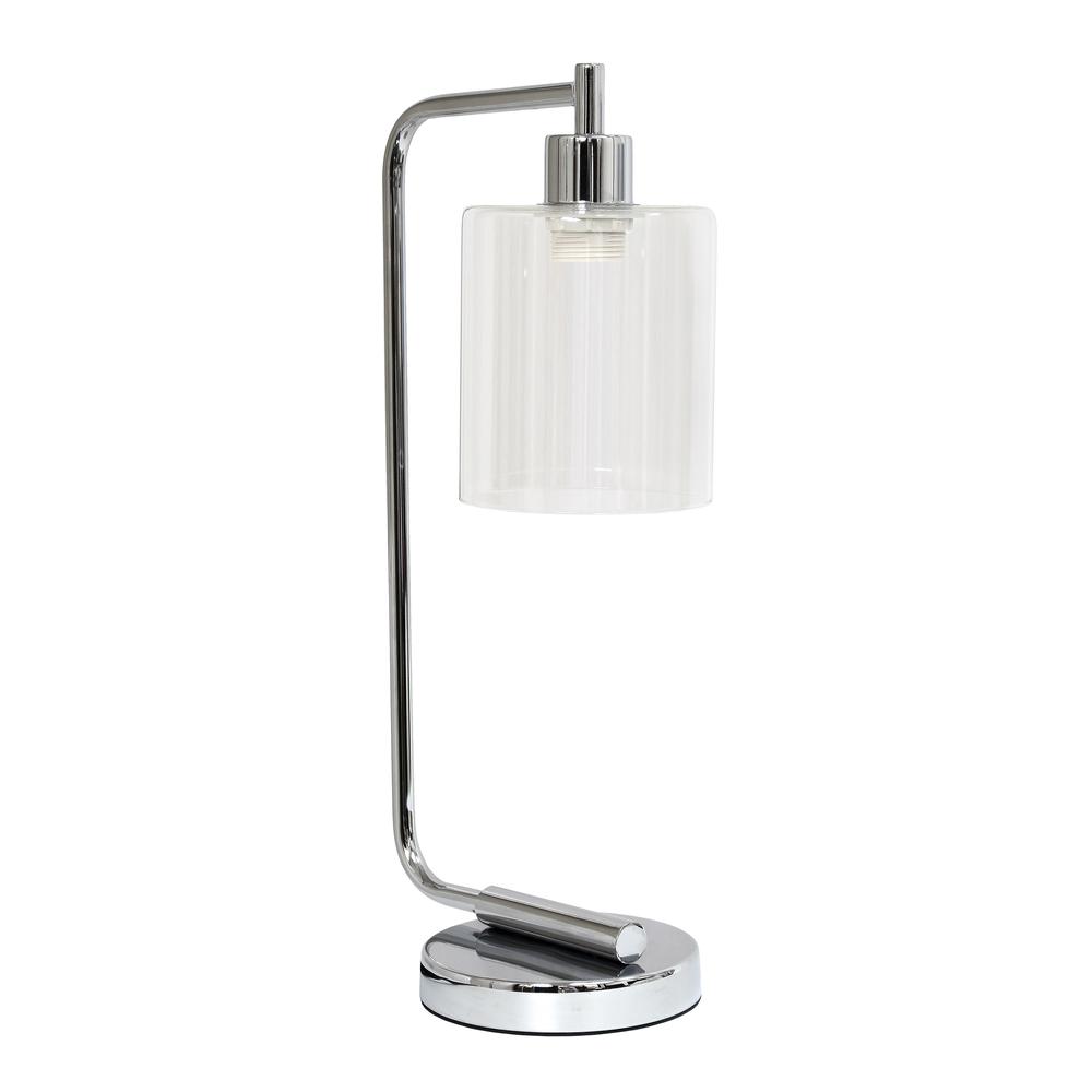 Modern Iron Desk Lamp with Glass Shade, Chrome. Picture 7