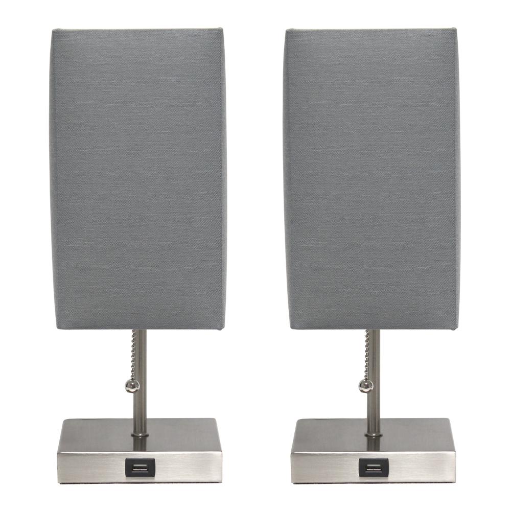 Petite Stick Lamp with USB Charging Port and Fabric Shade 2 Pack Set. Picture 7