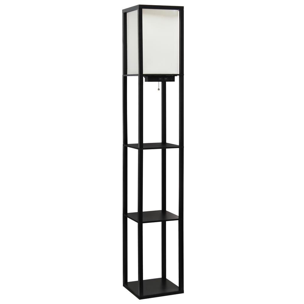 Floor Lamp Etagere Organizer Storage Shelf with 2 USB Charging Ports1 Charging Outlet. Picture 1