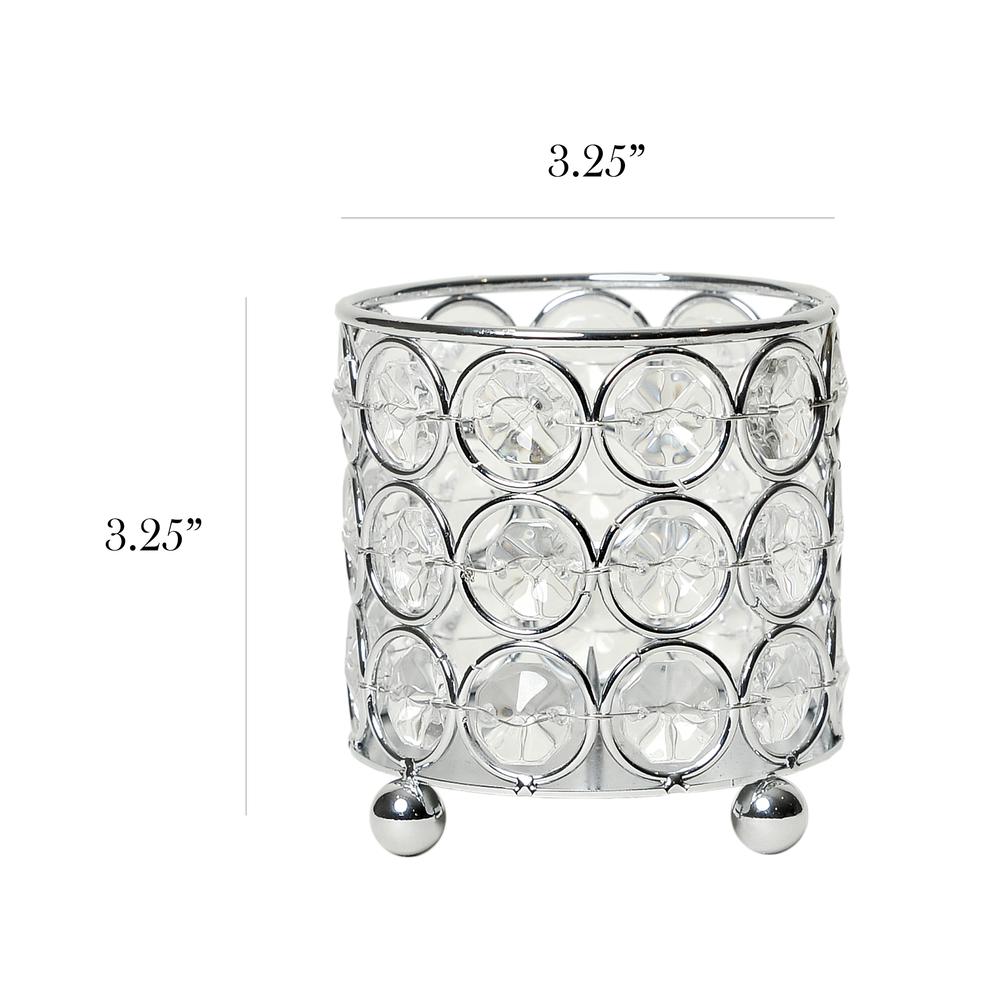 Elegant Designs Elipse Crystal Decorative Flower Vase, Candle Holder, Wedding Centerpiece, 3.25 Inch, Chrome