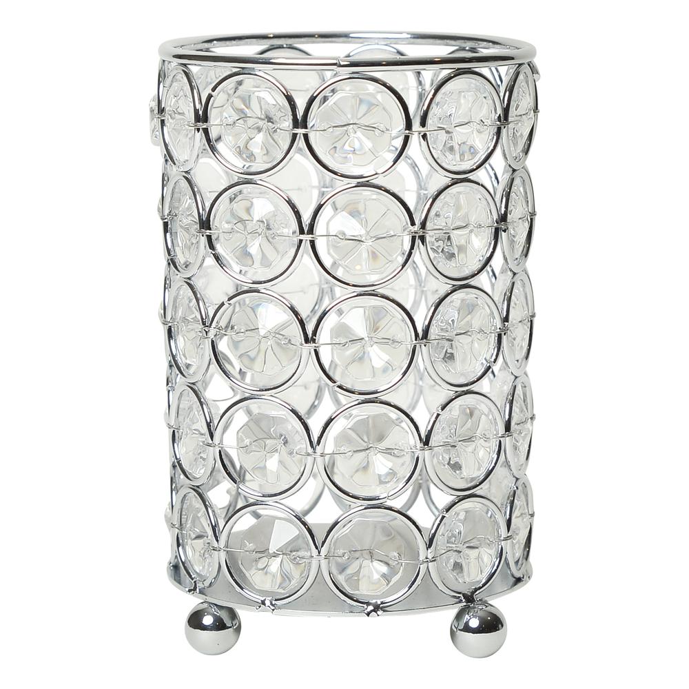 Elipse Crystal and Chrome 5 Inch Candle Holder. Picture 1