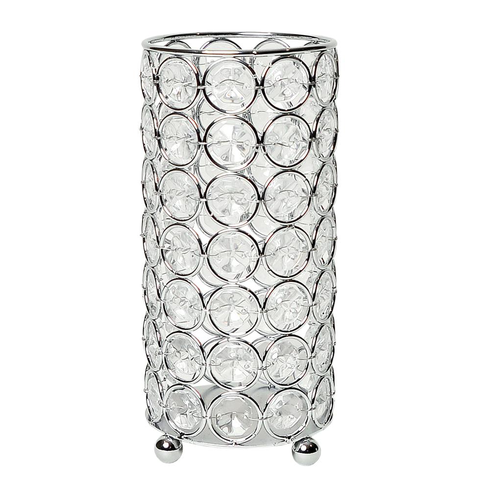 Elipse Crystal and Chrome 6.75 Inch Candle Holder. Picture 1