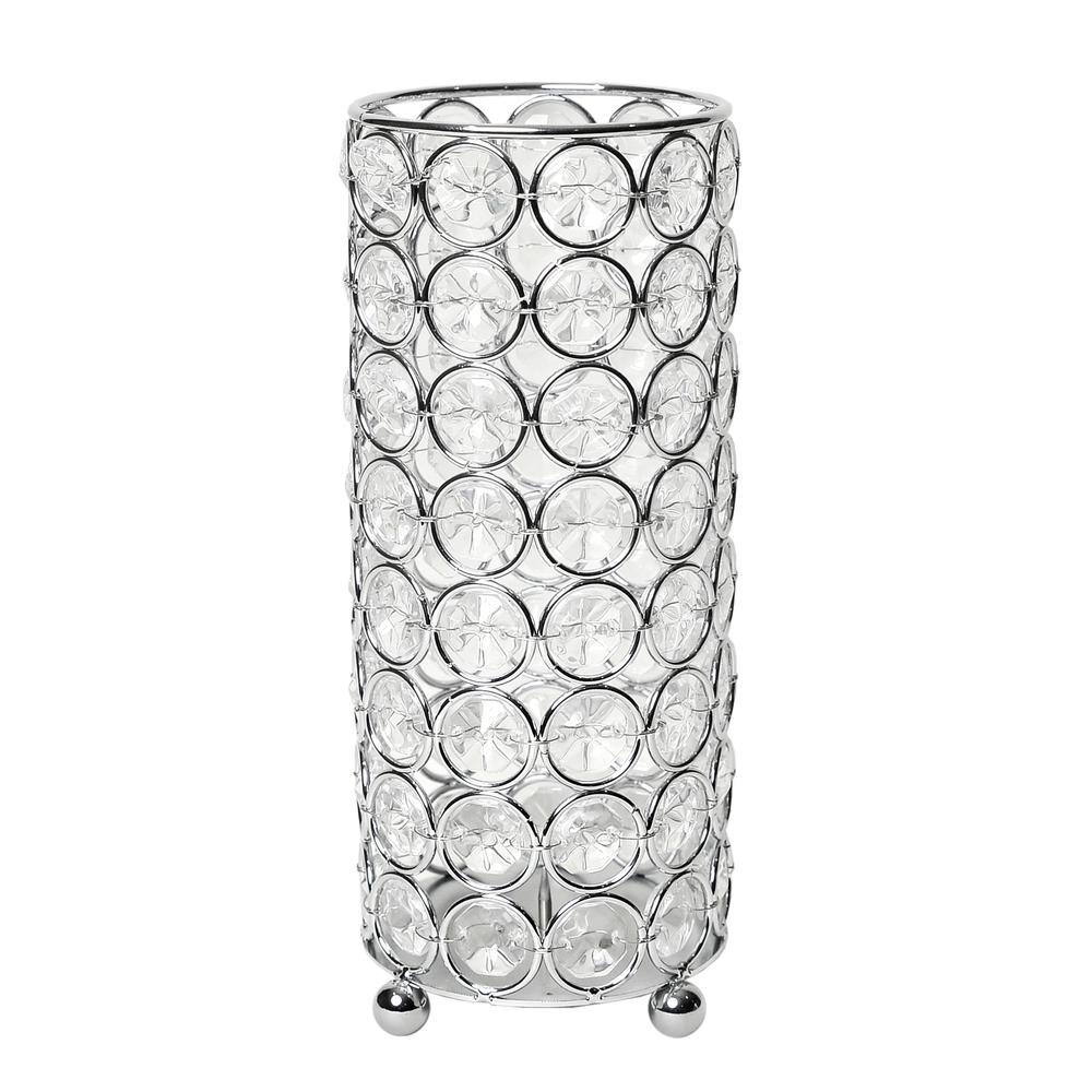 Elipse Crystal and Chrome 7.75 Inch Candle Holder. Picture 1