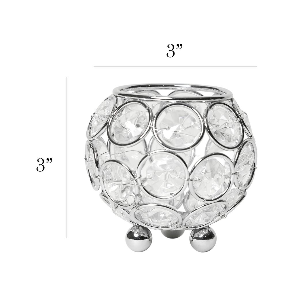 Elegant Designs Elipse Crystal Circular Bowl Candle Holder, Flower Vase, Wedding Centerpiece, Favor, 3 Inch, Chrome