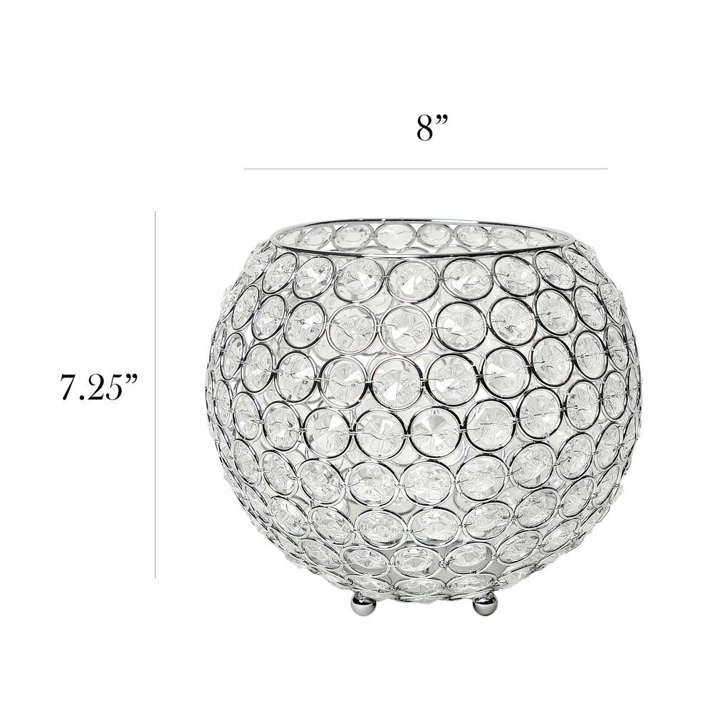Elegant Designs Elipse Crystal Circular Bowl Candle Holder, Flower Vase, Wedding Centerpiece, Favor, 6.75 Inch, Chrome