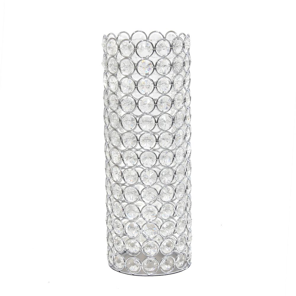 Elipse Crystal and Chrome 11.25 Inch Decorative Vase. Picture 1