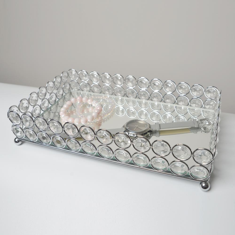 Elipse Crystal and Chrome Mirrored Vanity Tray. Picture 2