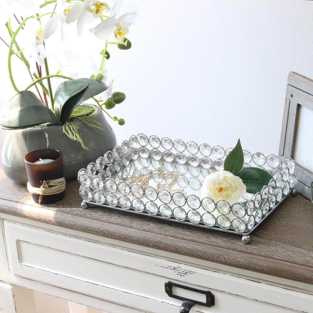 Elipse Crystal and Chrome Mirrored Vanity Tray. Picture 7