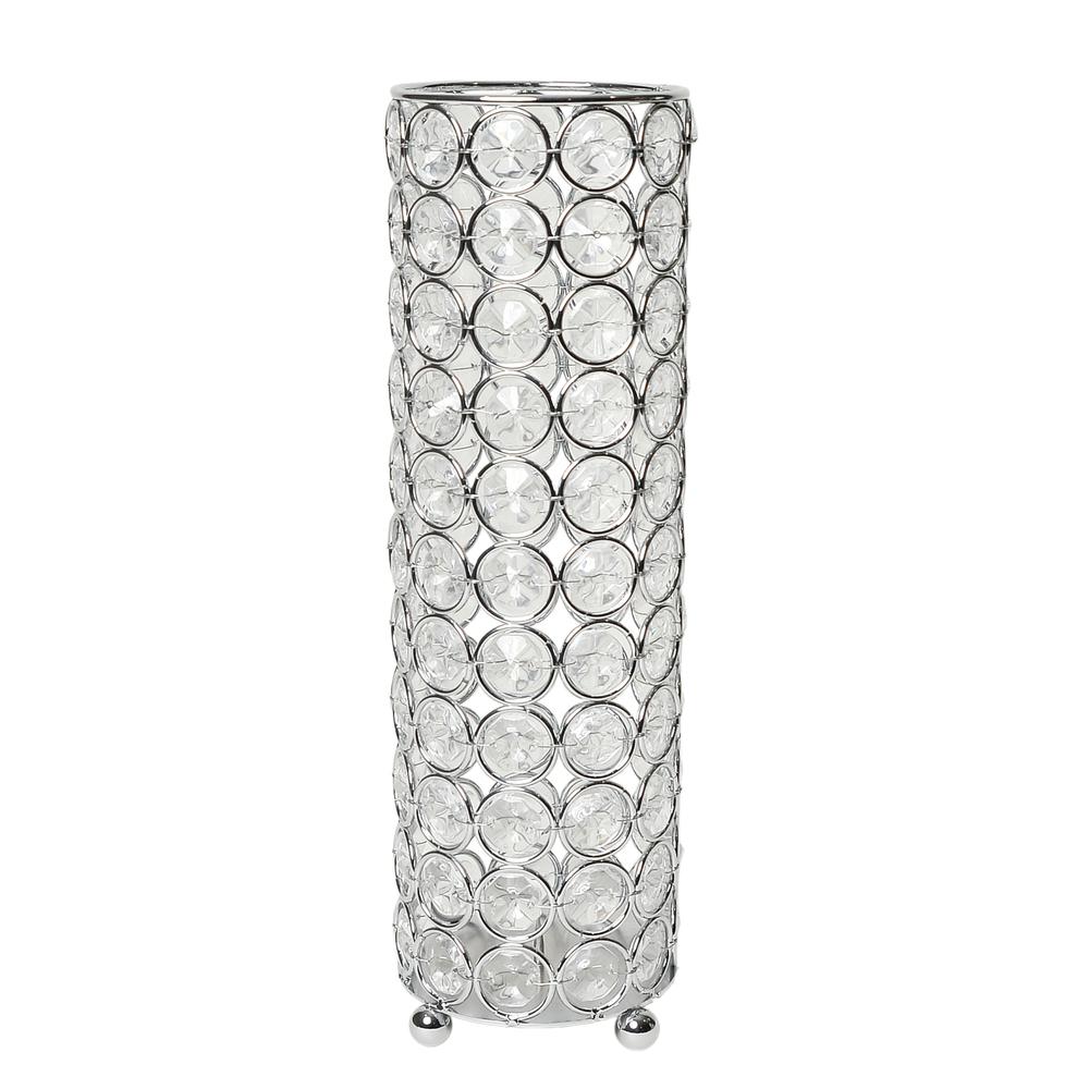 Elipse Crystal and Chrome 10.25 Inch Candle Holder. Picture 1