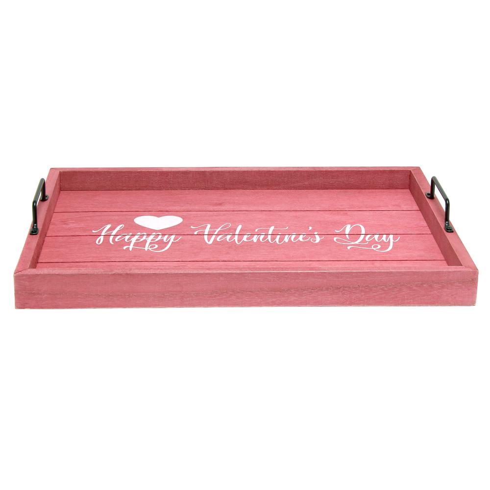 Elegant Designs Decorative Wood Serving Tray w/ Handles, 15.50" x 12", "Happy Valentine's Day". The main picture.