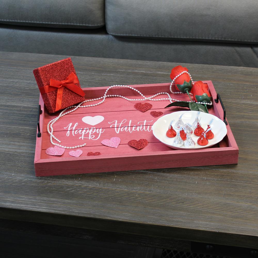 Elegant Designs Decorative Wood Serving Tray w/ Handles, 15.50" x 12", "Happy Valentine's Day". Picture 6