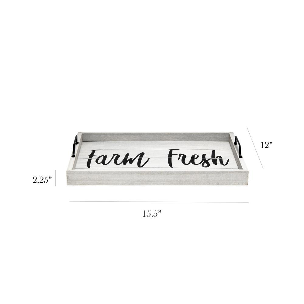 Decorative Wood Serving Tray w/ Handles, 15.50" x 12", "Farm Fresh". Picture 6