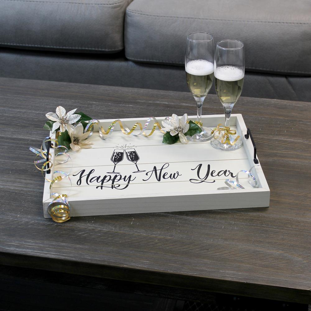 Decorative Wood Serving Tray w/ Handles15.50" x 12""Happy New Year". Picture 6