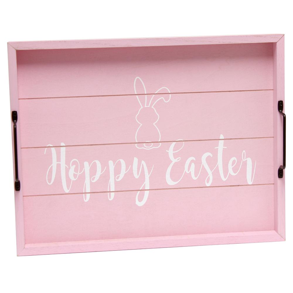 Decorative Wood Serving Tray w/ Handles, 15.50" x 12", "Happy Easter". Picture 8