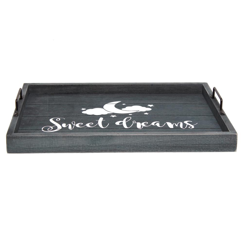 Decorative Wood Serving Tray w/ Handles, 15.50" x 12", "Sweet Dreams". Picture 1
