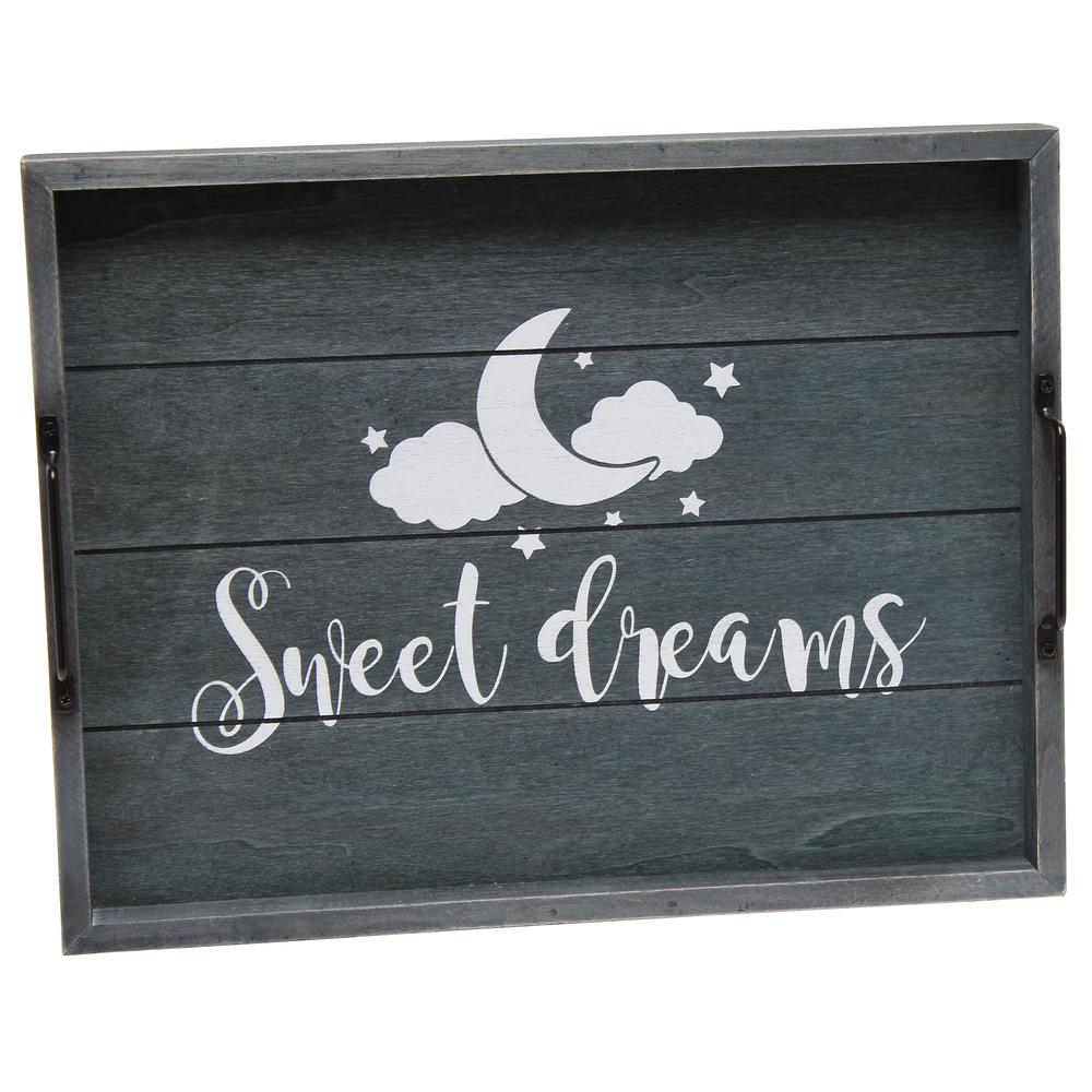 Decorative Wood Serving Tray w/ Handles, 15.50" x 12", "Sweet Dreams". Picture 8
