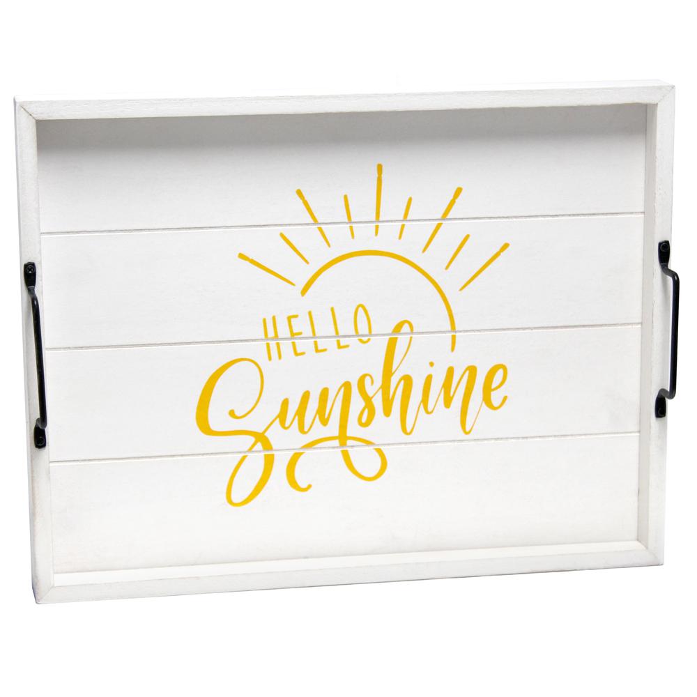 Decorative Wood Serving Tray w/ Handles15.50" x 12""Hello Sunshine". Picture 1