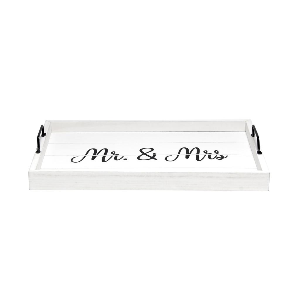 Elegant Designs Decorative Wood Serving Tray w/ Handles, 15.50" x 12", "Mr. & Mrs.". Picture 2