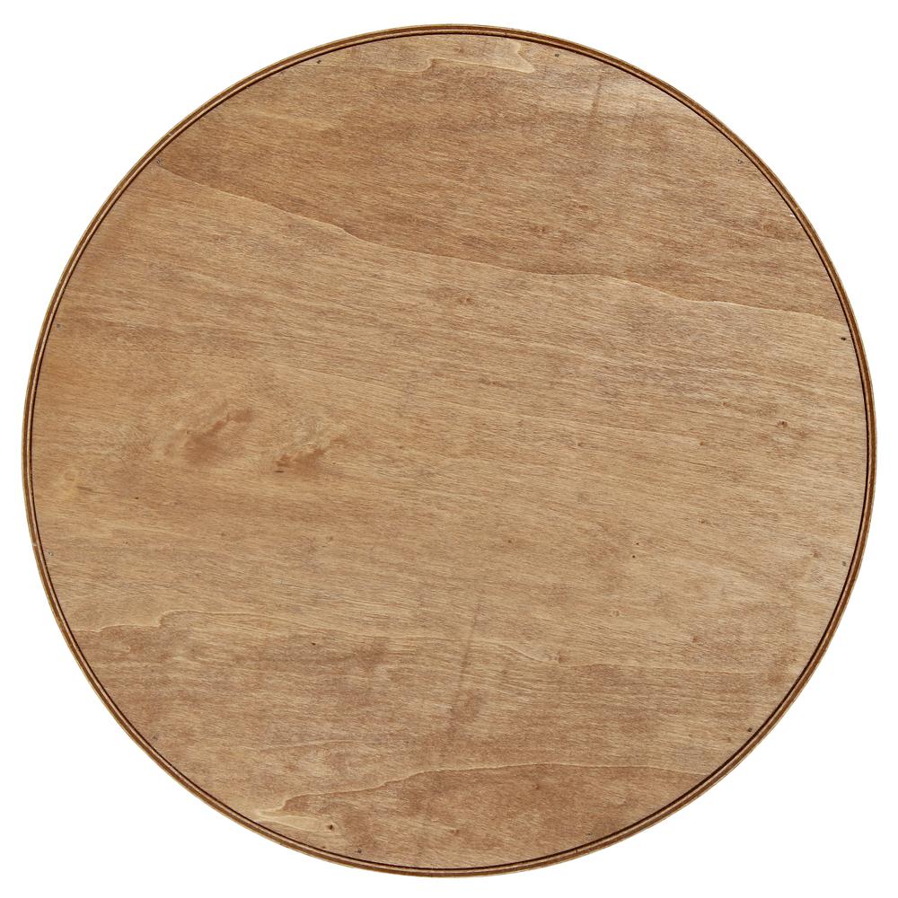 Elegant Designs Decorative 13.75" Round Wood Serving Tray with Handles, "Coffee Bar", Natural wood. Picture 2