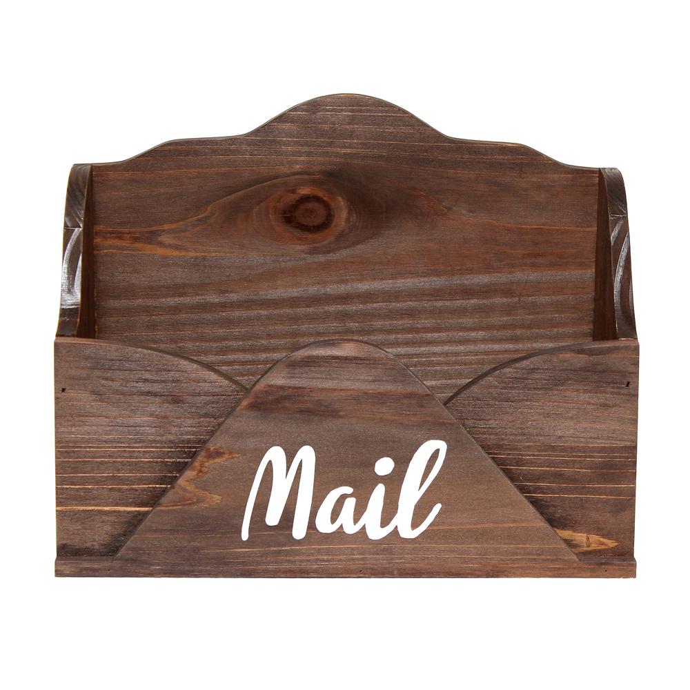 Elegant Designs Homewood Farmhouse Wooden Decorative Envelope Shaped Desktop Letter Holder in White. Picture 1