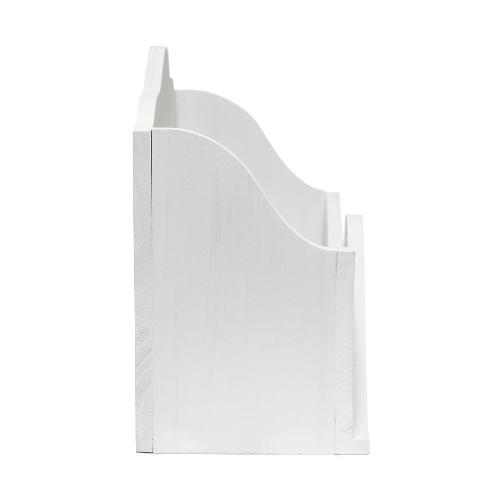 Elegant Designs Homewood Farmhouse Wooden Decorative Envelope Shaped Desktop Letter Holder White. Picture 4