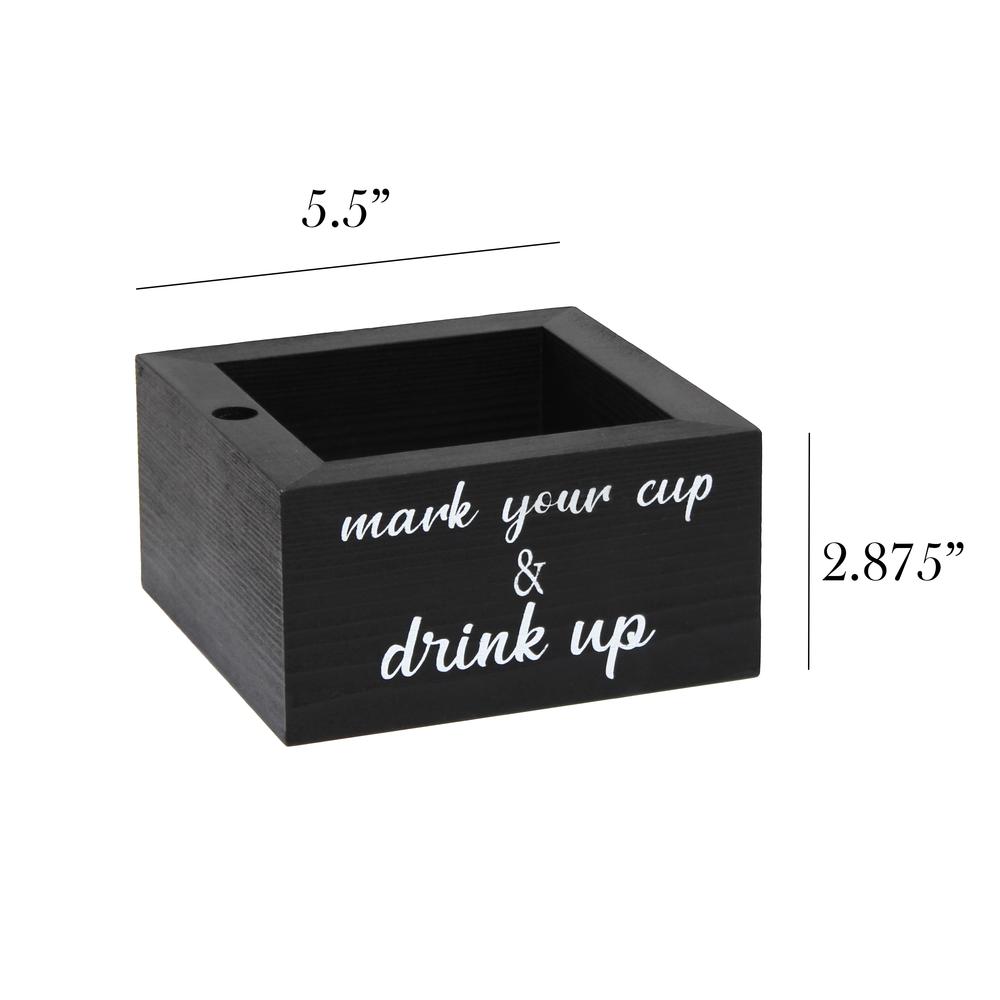 Elegant Designs Kitchen Caddy Napkin Holder and Cup Holder Set Black with White Script. Picture 9