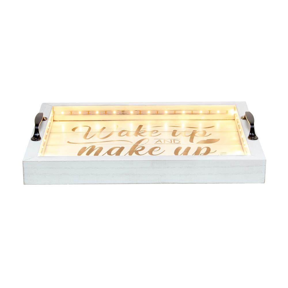 Salento Farmhouse Rectangular Decorative LED Light Up Wooden Serving Tray. Picture 2