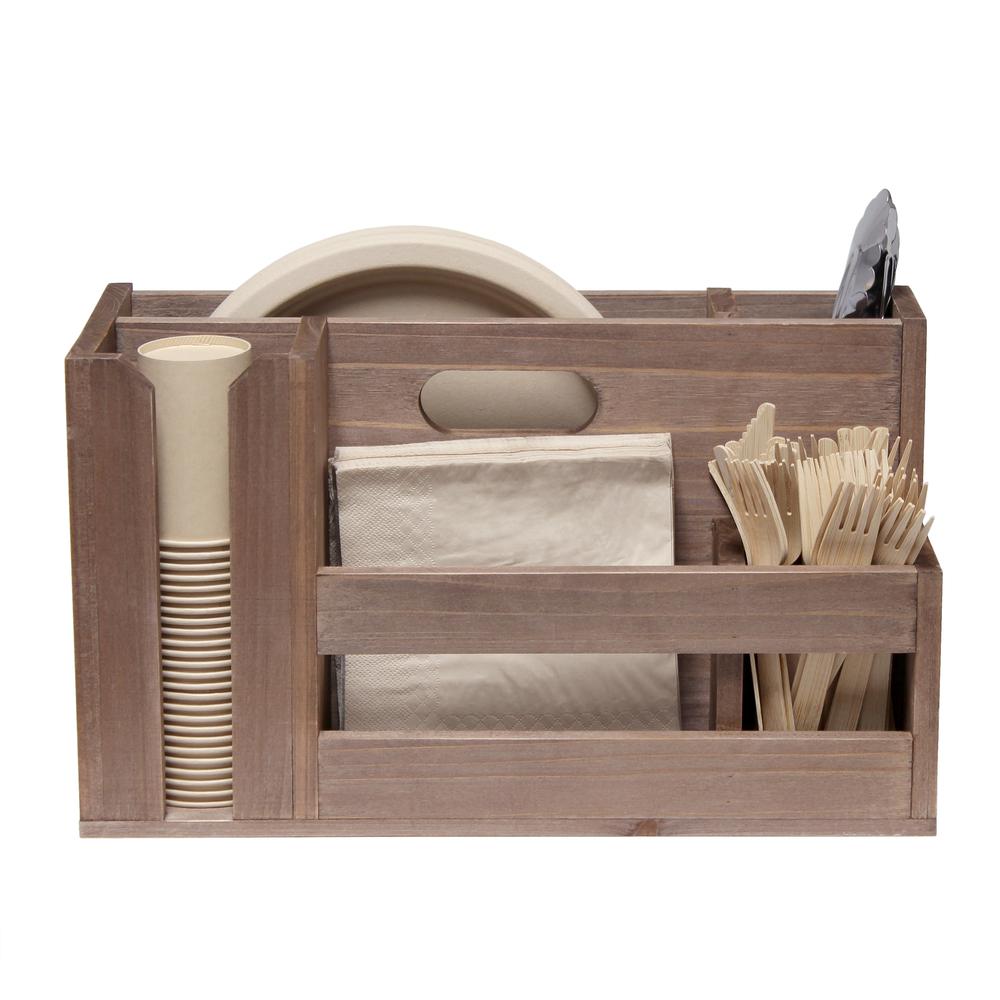 Elegant Designs Pantry Picks Farmhouse Wooden Flatware and Utensils Caddy Condiment Organize Natural Wood. Picture 3