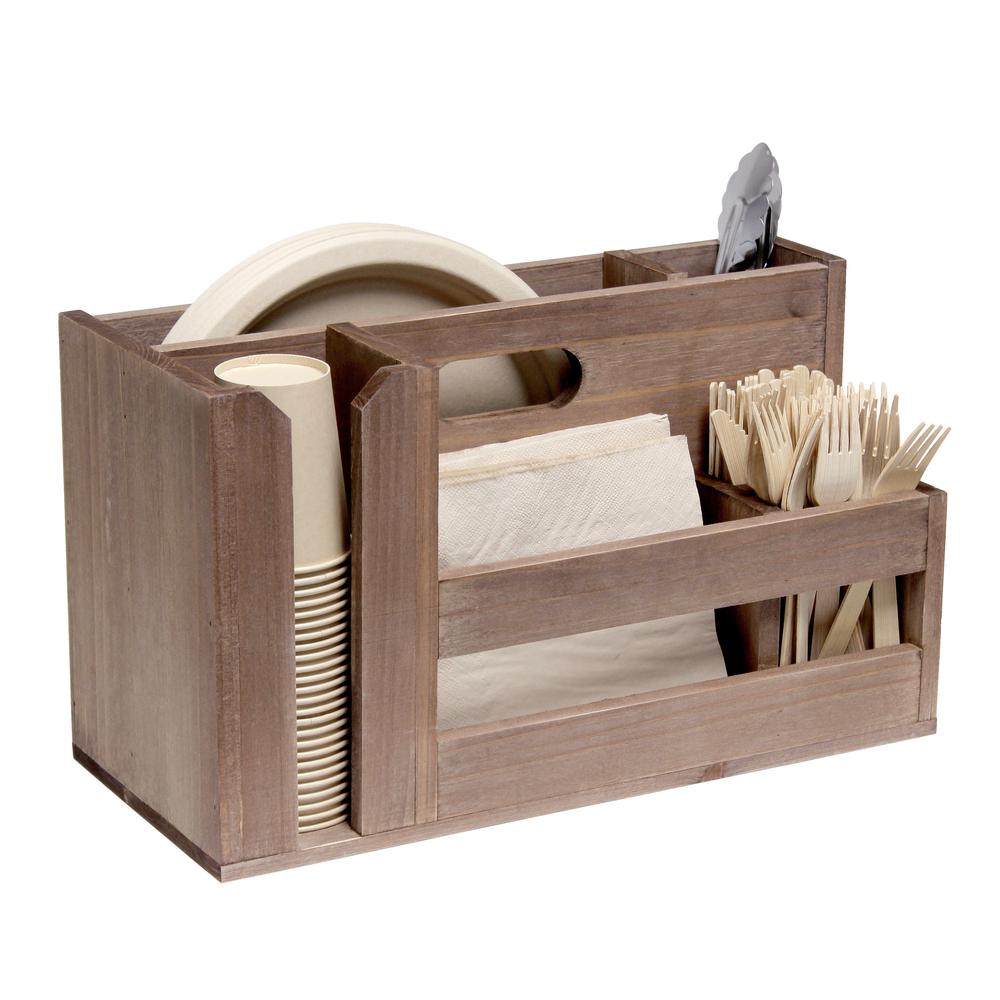 Elegant Designs Pantry Picks Farmhouse Wooden Flatware and Utensils Caddy Condiment Organize Natural Wood. Picture 10
