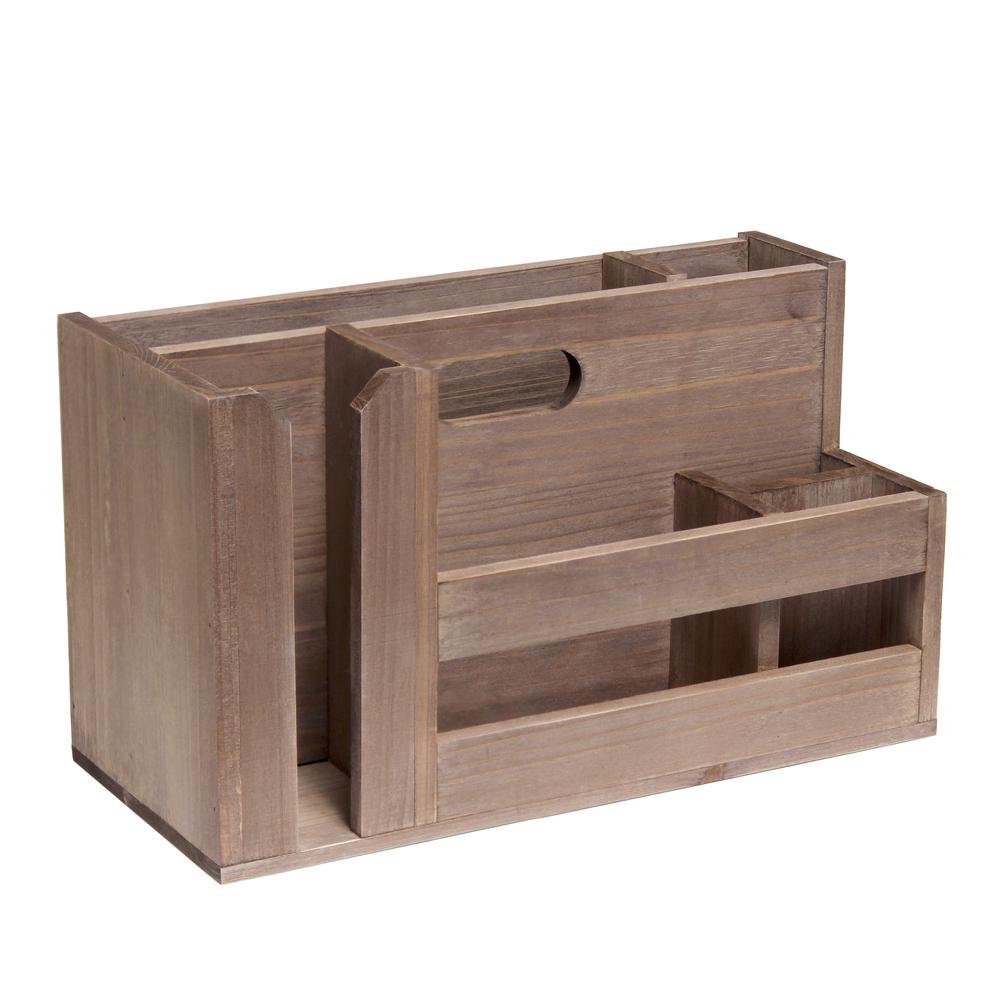 Elegant Designs Pantry Picks Farmhouse Wooden Flatware and Utensils Caddy Condiment Organize Natural Wood. Picture 15