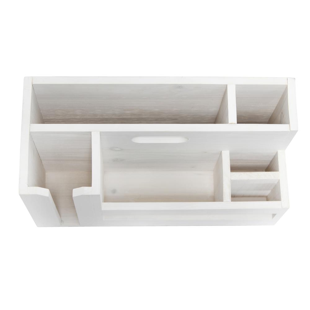 Elegant Designs Pantry Picks Farmhouse Wooden Flatware and Utensils Caddy Condiment Organizer White Wash. Picture 18