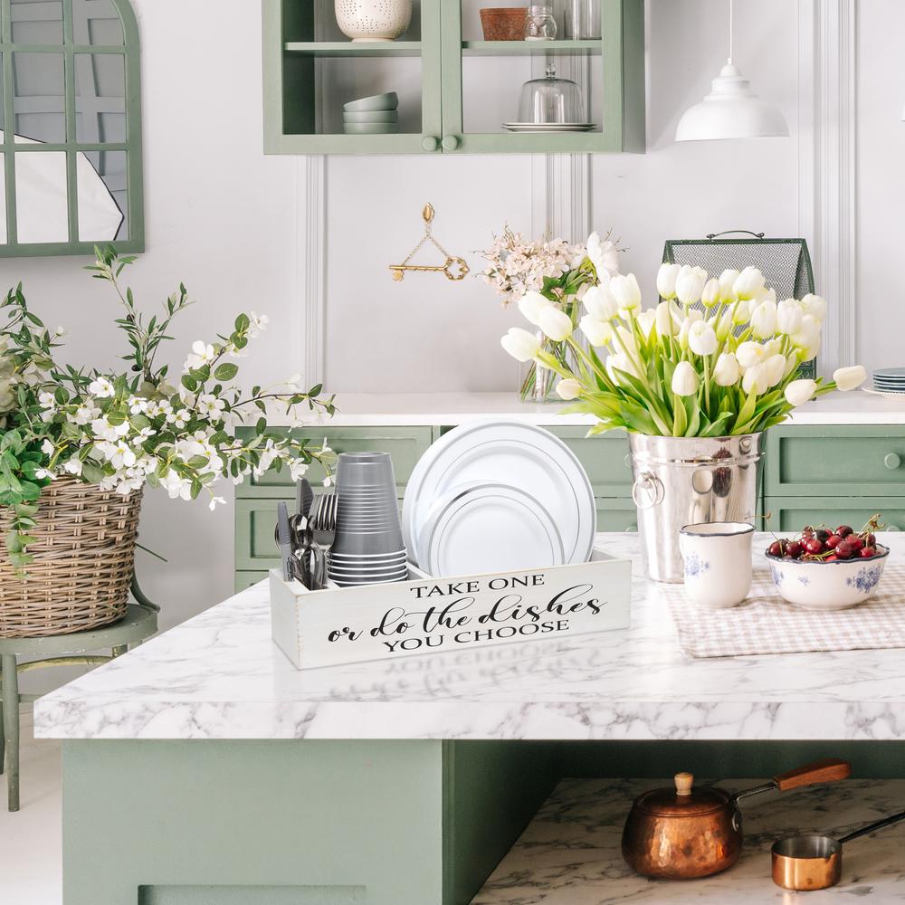 Elegant Designs Pantry Picks Farmhouse Wooden Kitchen Countertop Decorative Organizer White Wash. Picture 9