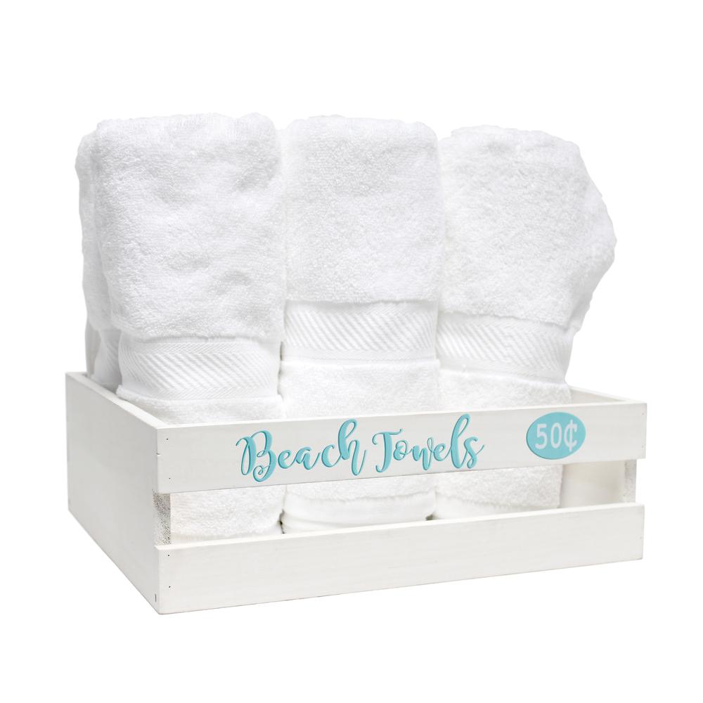 Elegant Designs Three Piece Decorative Wood Bathroom Set, Small, Coastal/Beach  (1 Towel Holder, 1 Frame, 1 Toilet Paper Holder). Picture 9