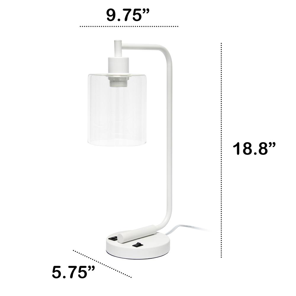 Modern Iron Desk Lamp with USB Port and Glass Shade,. Picture 3