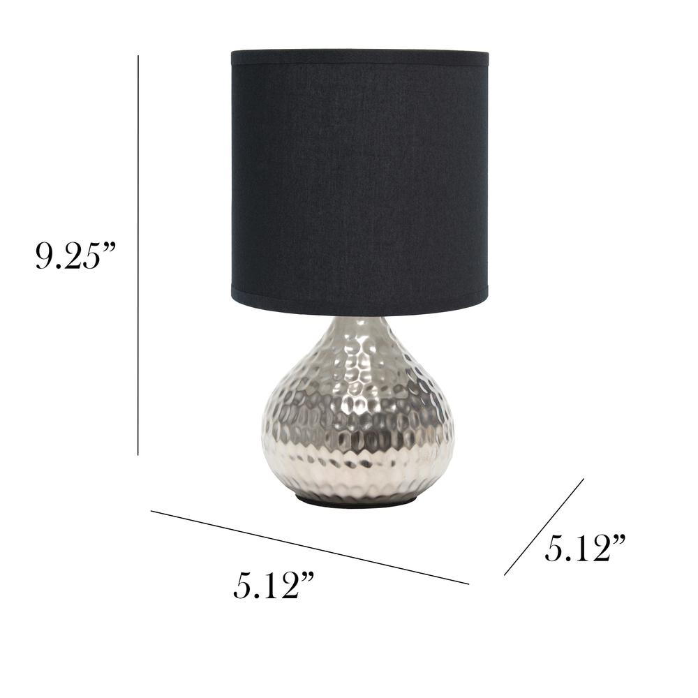Hammered Silver Drip Mini Table Lamp, Black. Picture 3