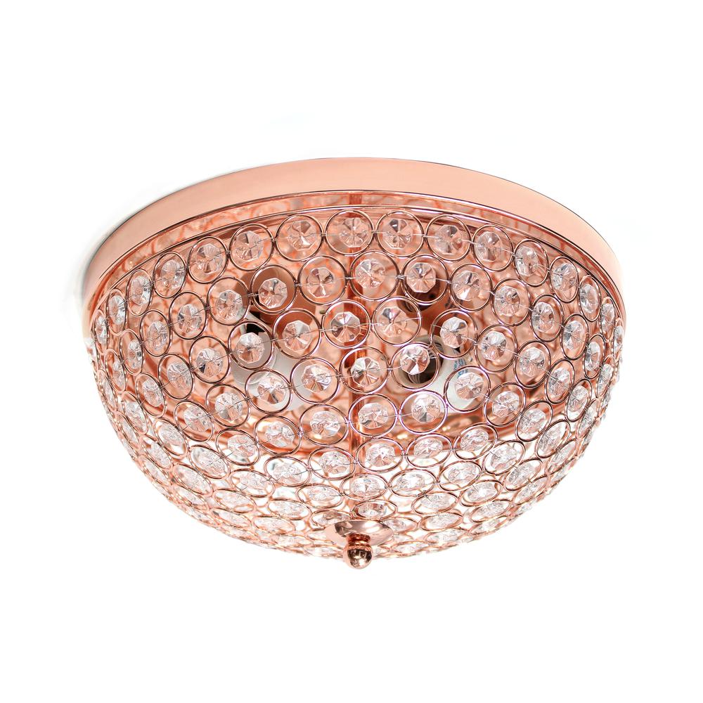 Lalia Home Crystal Glam 2 Light Ceiling Flush Mount 2 Pack, Rose Gold. Picture 3