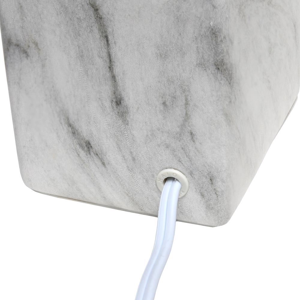 Petite Marbled Ceramic Table Lamp with Fabric Shade, White with White Shade. Picture 8