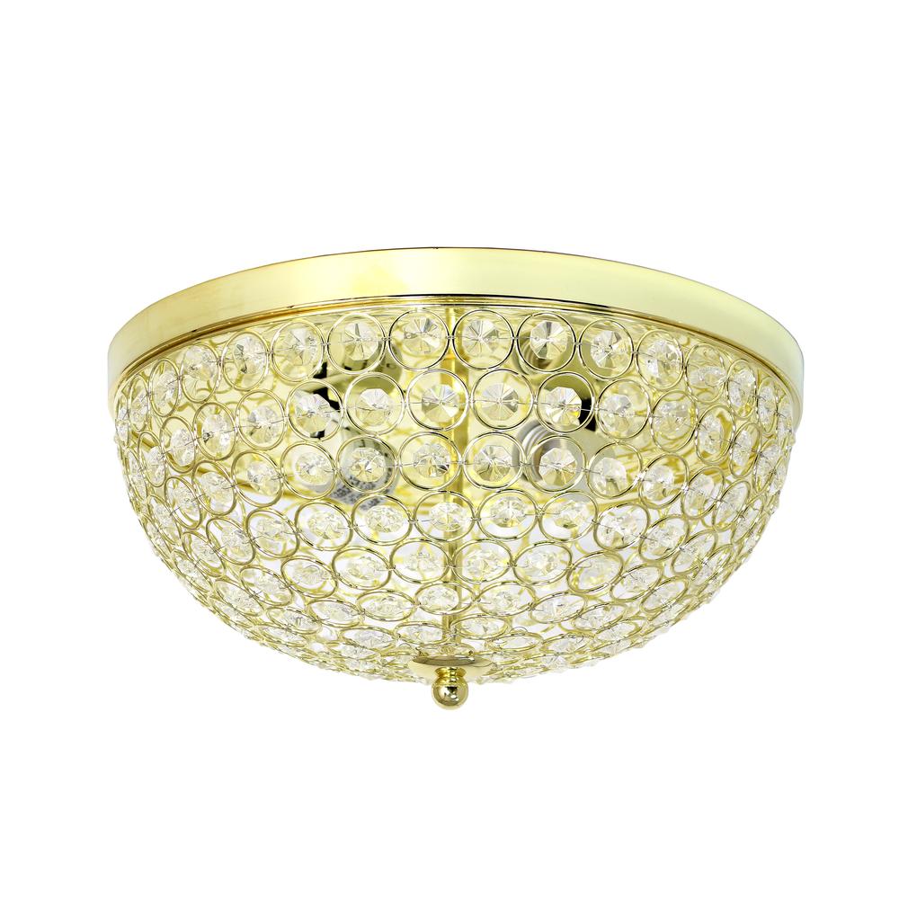 Lalia Home Crystal Glam 2 Light Ceiling Flush Mount, Gold. Picture 1