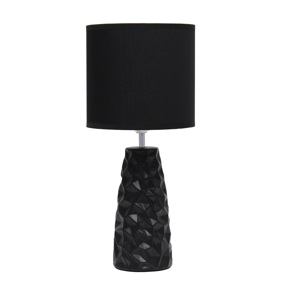 Sculpted Ceramic Table Lamp, Black. Picture 1