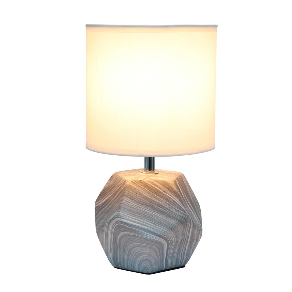 Round Prism Mini Table Lamp with White Fabric Shade. Picture 2