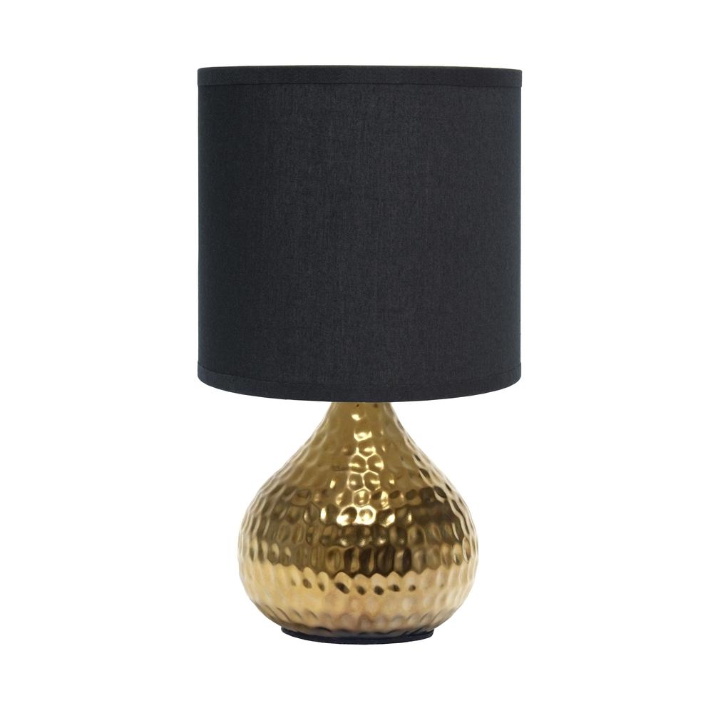 Hammered Gold Drip Mini Table Lamp, Black. Picture 1
