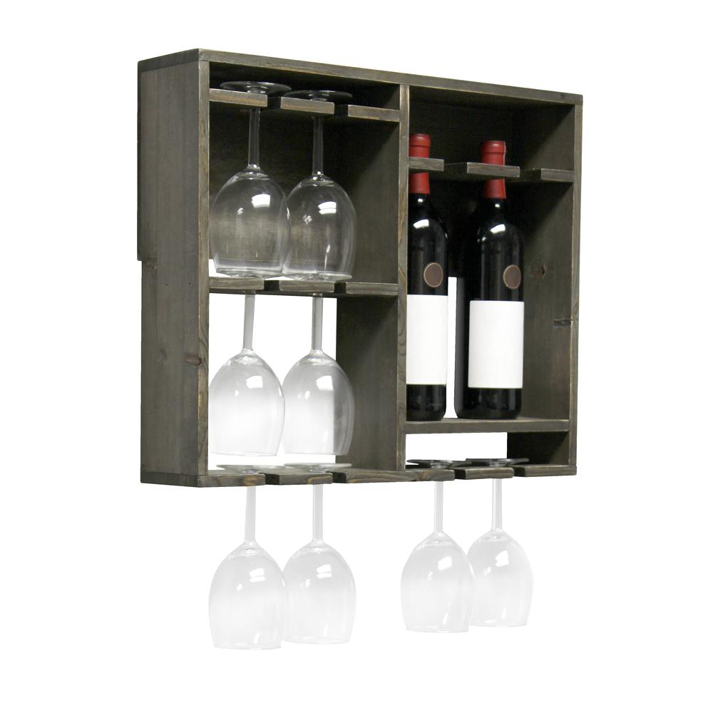 Bartow Wall Mounted Wood Wine Rack Shelf with Glass Holder. Picture 5