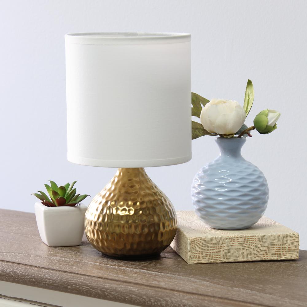 Hammered Gold Drip Mini Table Lamp, White. Picture 4