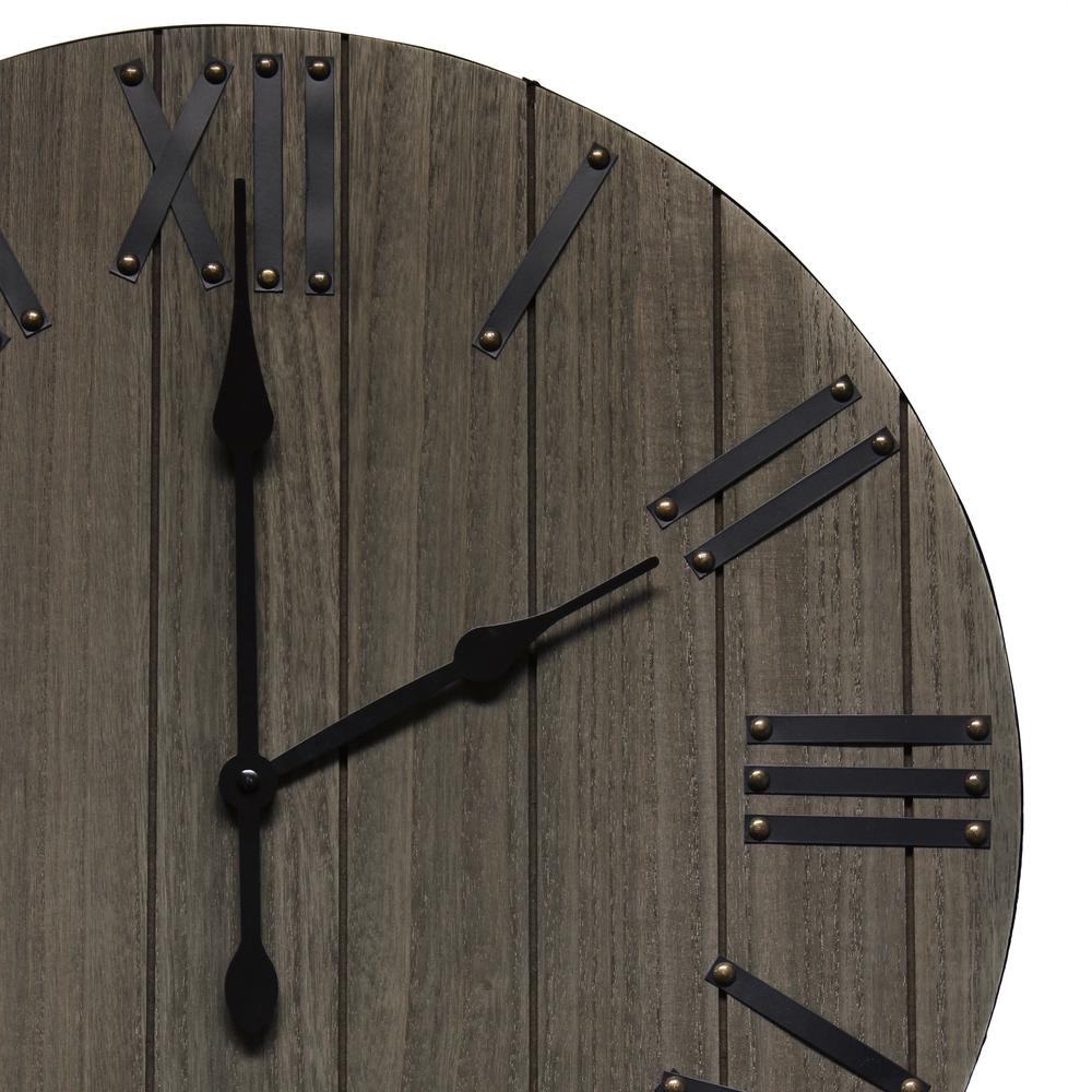 Handsome 21" Rustic Farmhouse Wood Wall Clock, Rustic Gray. Picture 6