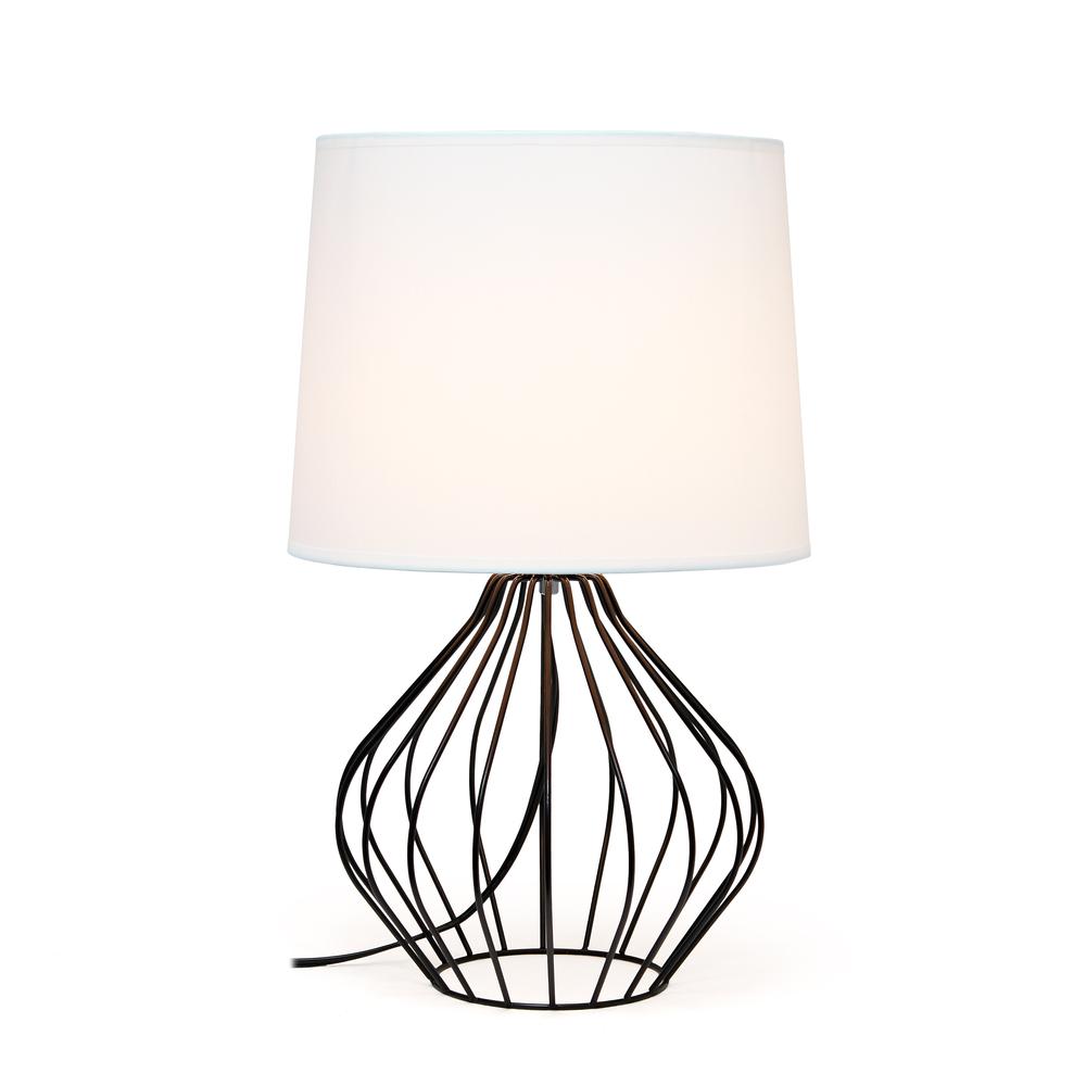 Geometrically Wired Table Lamp, White on Black. Picture 2