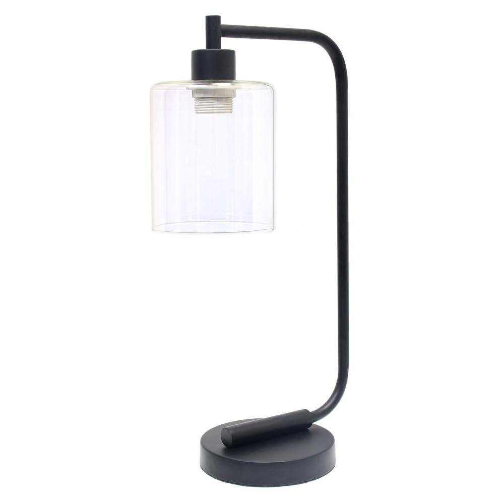 Modern Iron Desk Lamp with Glass Shade, Black. Picture 7