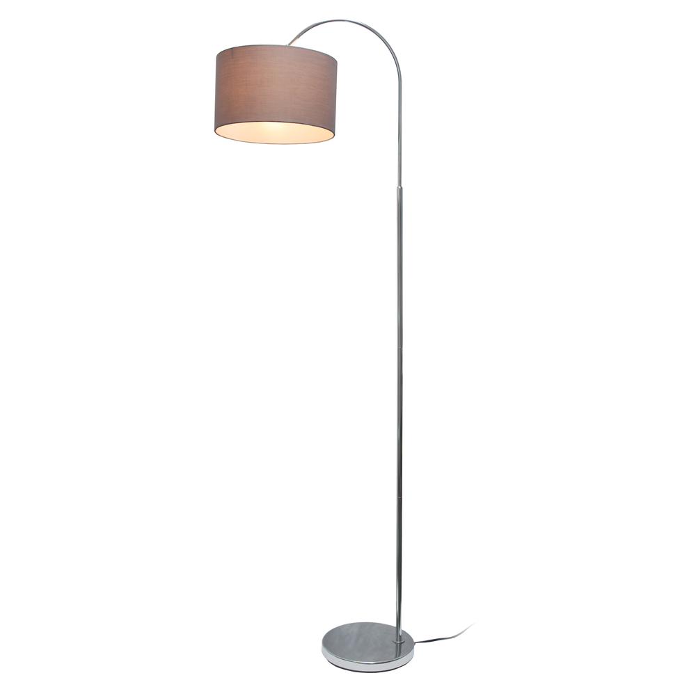 Arched Brushed Nickel Floor Lamp, Gray Shade. Picture 2